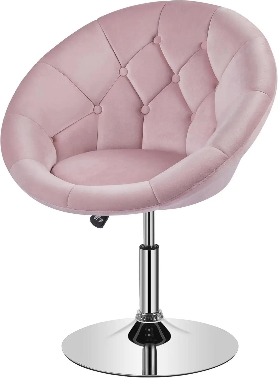 

Velvet Makeup Vanity Chair Height Adjustable Accent Tufted Chair Stool Round Upholstered Swivel Barrel Chair, Pink