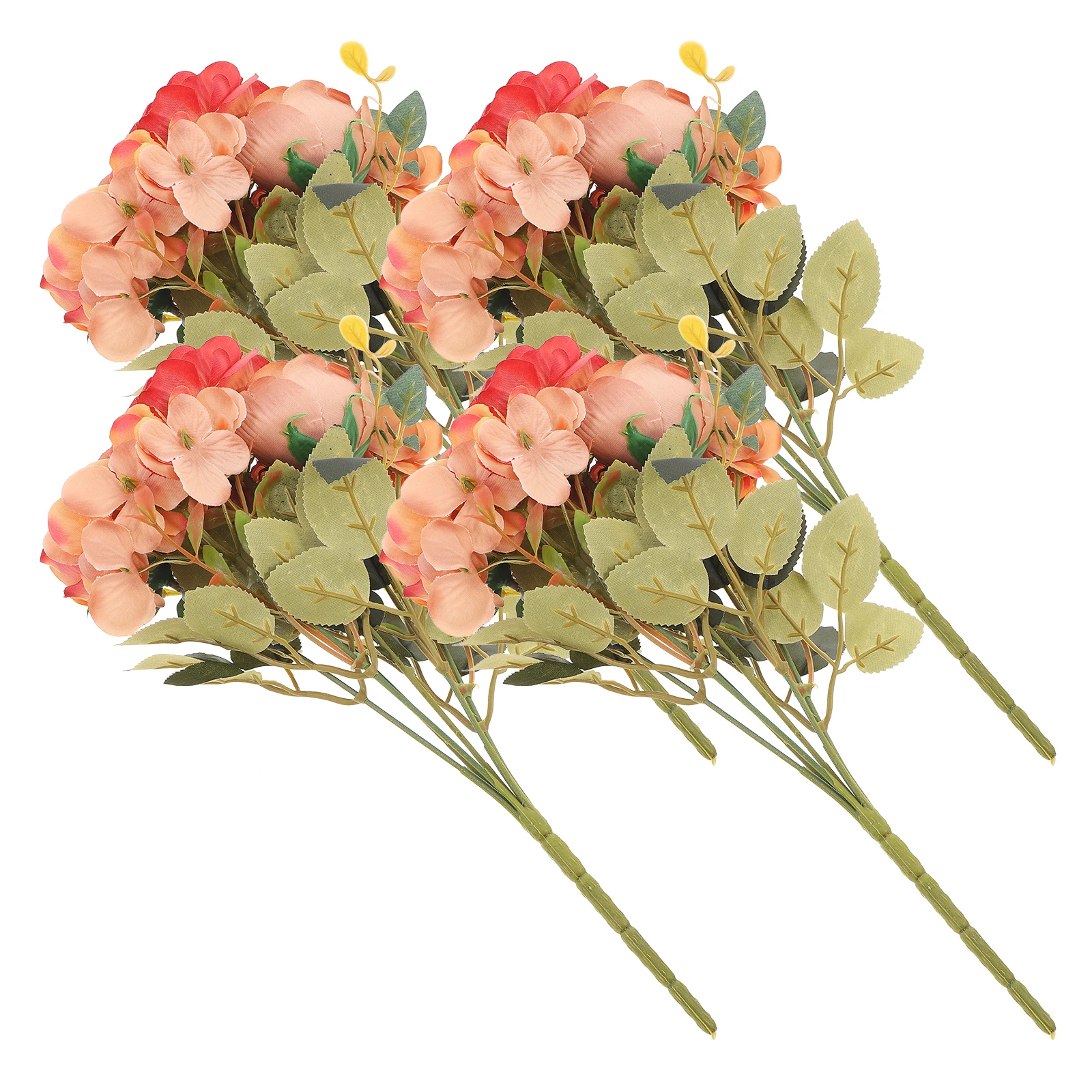 

4 Pcs Artificial Bouquet Flowers Faux Table Decorations Rose Decorate Autumn Iron Bridesmaid Fake Heads