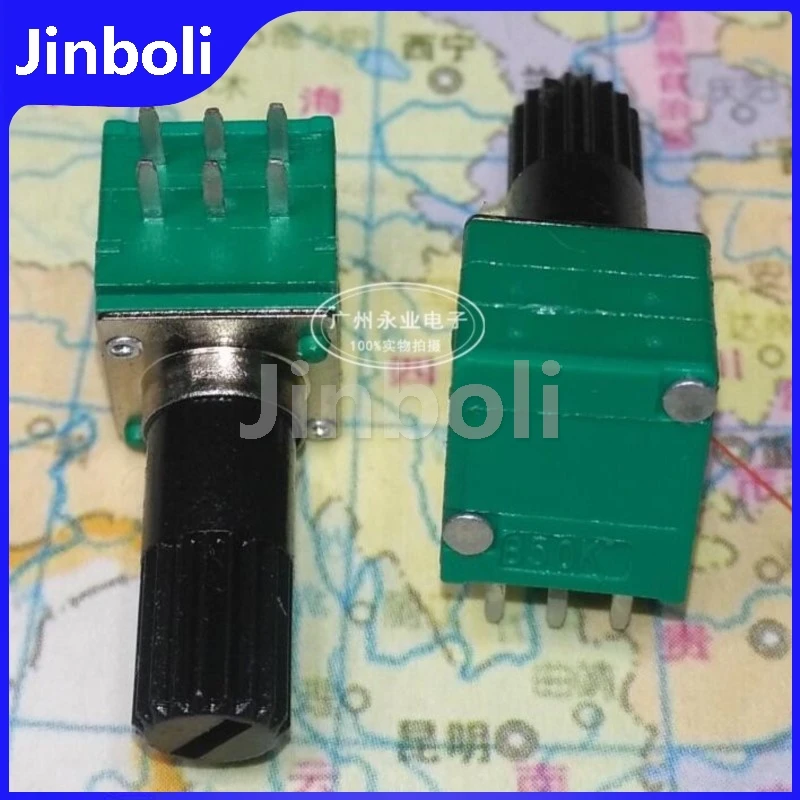 5PCS RK097 Double Sealed Potentiometer 6Pins B50K B503 Audio Volume Precision Potentiometer Plastic Flower Shaft Length 15MM