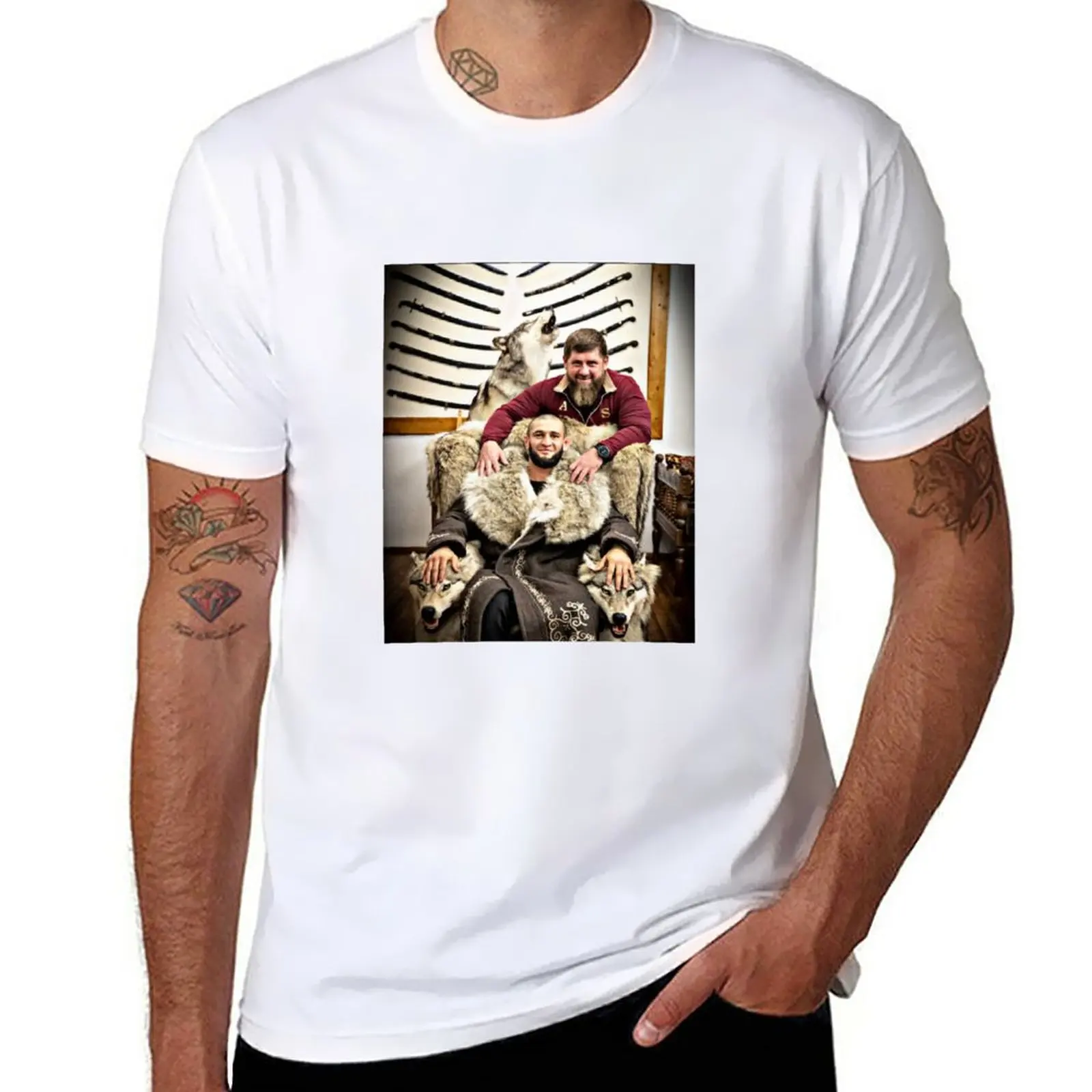 Khamzat Chimaev with Ramzan Kadyrov T-Shirt Short sleeve tee cute clothes oversizeds mens graphic t-shirts big and tall