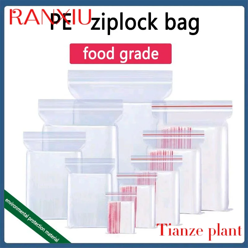 Tas penyimpanan plastik kemasan kecil kantung penyimpanan kunci ritsleting bening tebal logo kustom kemasan perhiasan dapat ditutup kembali tas ritsleting transparan makanan poli