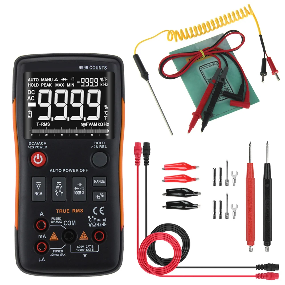 

True RMS Digital Multimeter True RMS Multimeter Q1 True RMS Digital Multimeter Button 9999 Counts With Analog Bar Graph