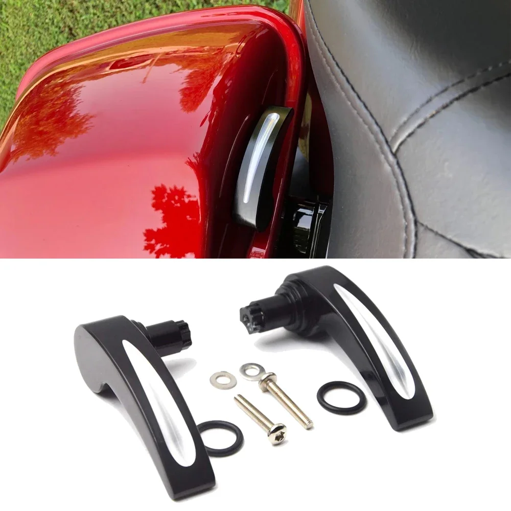 

Motorcycle Black Saddlebag Lid Lifter Latch Cover Handle For Harley-Davidson Touring Street Glide Road King Electra Glide