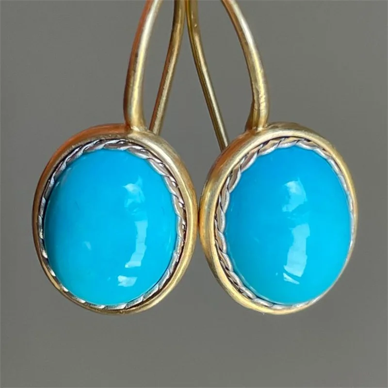 Klassische Ohrringe im böhmischen Stil mit synthetischem Türkis-Anhänger für Damen, modisch, charmant, für Bankett, Urlaub, Schmuck, Accessoires, Geschenk