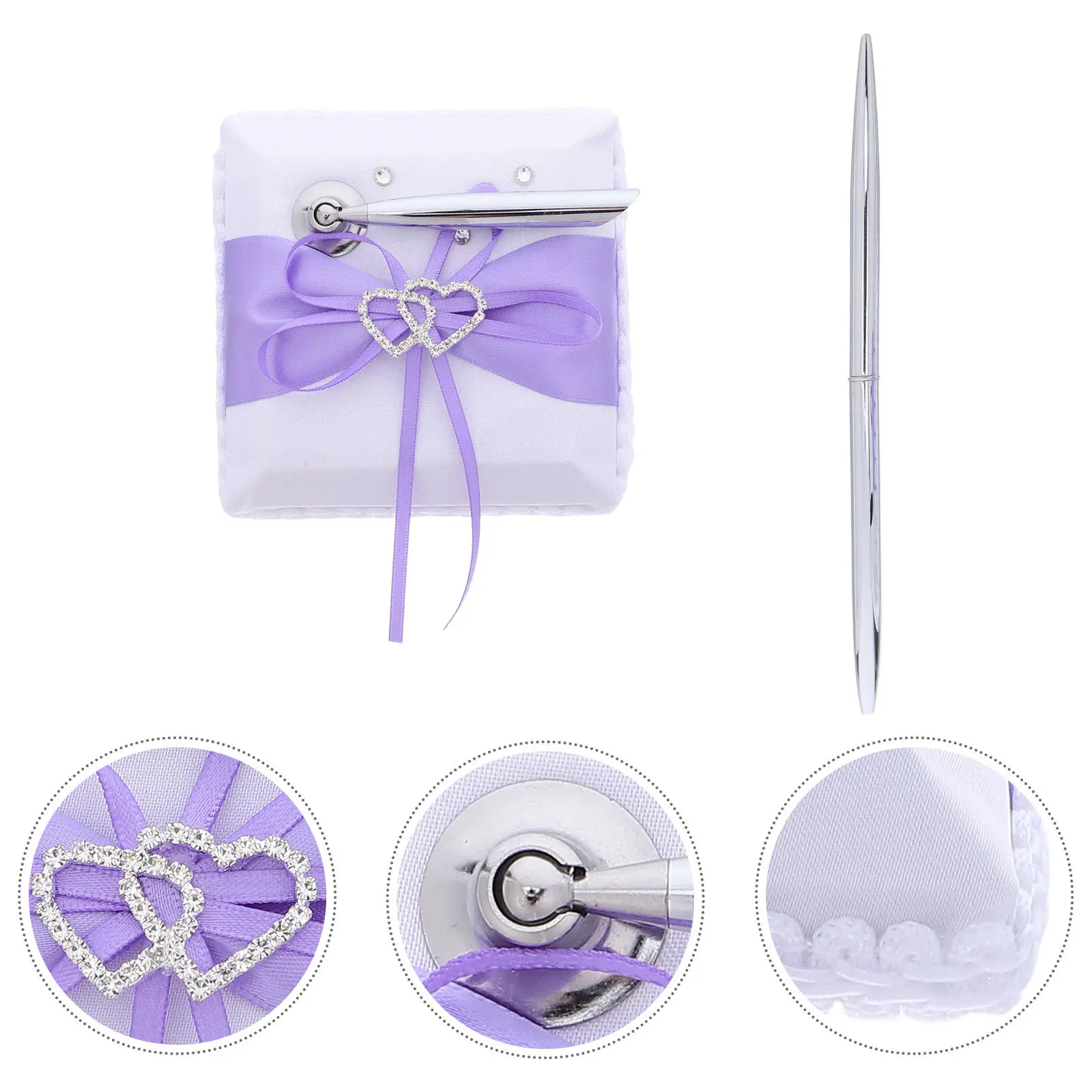 

1Set Bridal Guest Book Signing Pen with Stand Romantic Heart Motif Ballpoint Wedding Reception Pen for Ceremony Party Engagement