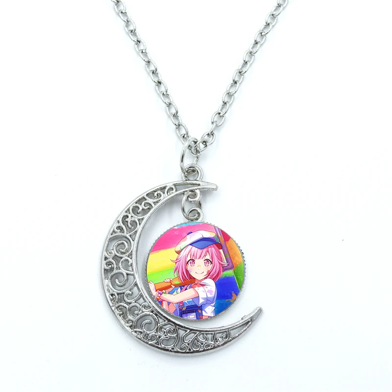 Project SEKAI Anime Ootori Emu Wonderlands×Showtime Glass Dome Cabochon Crescent Moon Necklace Statement Jewelry Gift