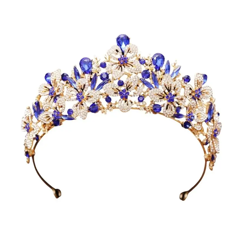 31BB Shimmering Wedding Headpiece Crowns Hairband With Flower And Design For Bride Formal Occasion Dressingup Crownpiece