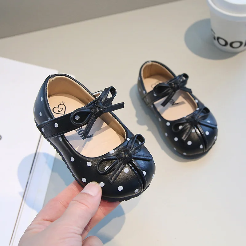 Elegant Polk Dot Embroidery Mesh Ballerina Shoes Kid Girls Bowknot Elastic Band Ballet Flats Baby Child Silk Gauze Leather Shoes