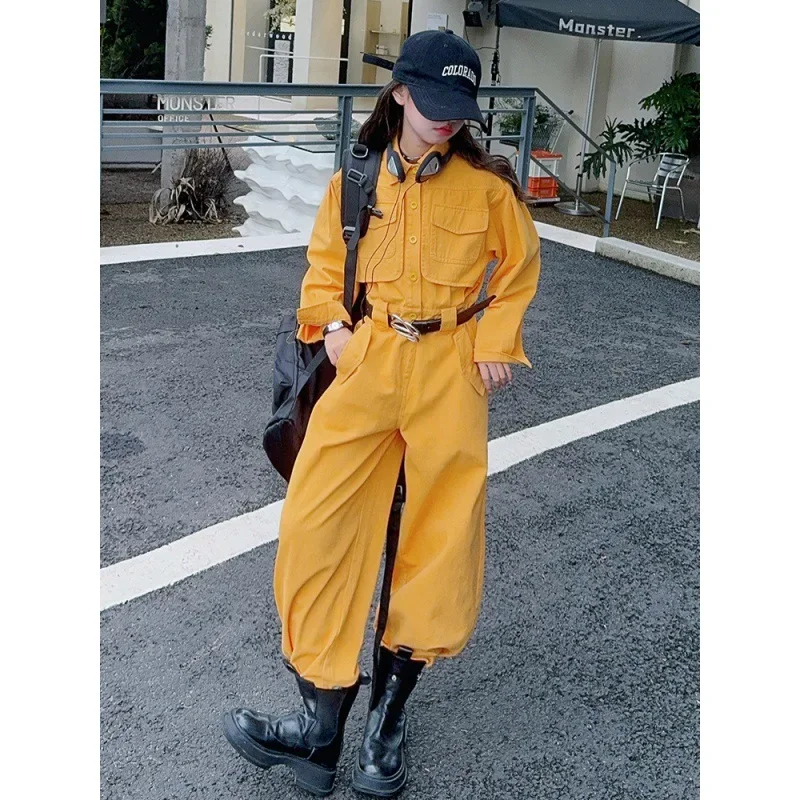 

Girls Pants 2024 Autumn New Childrens Clothes Korean Style Girls Baby Foreign Style Romper Casual Simple Daily and Match