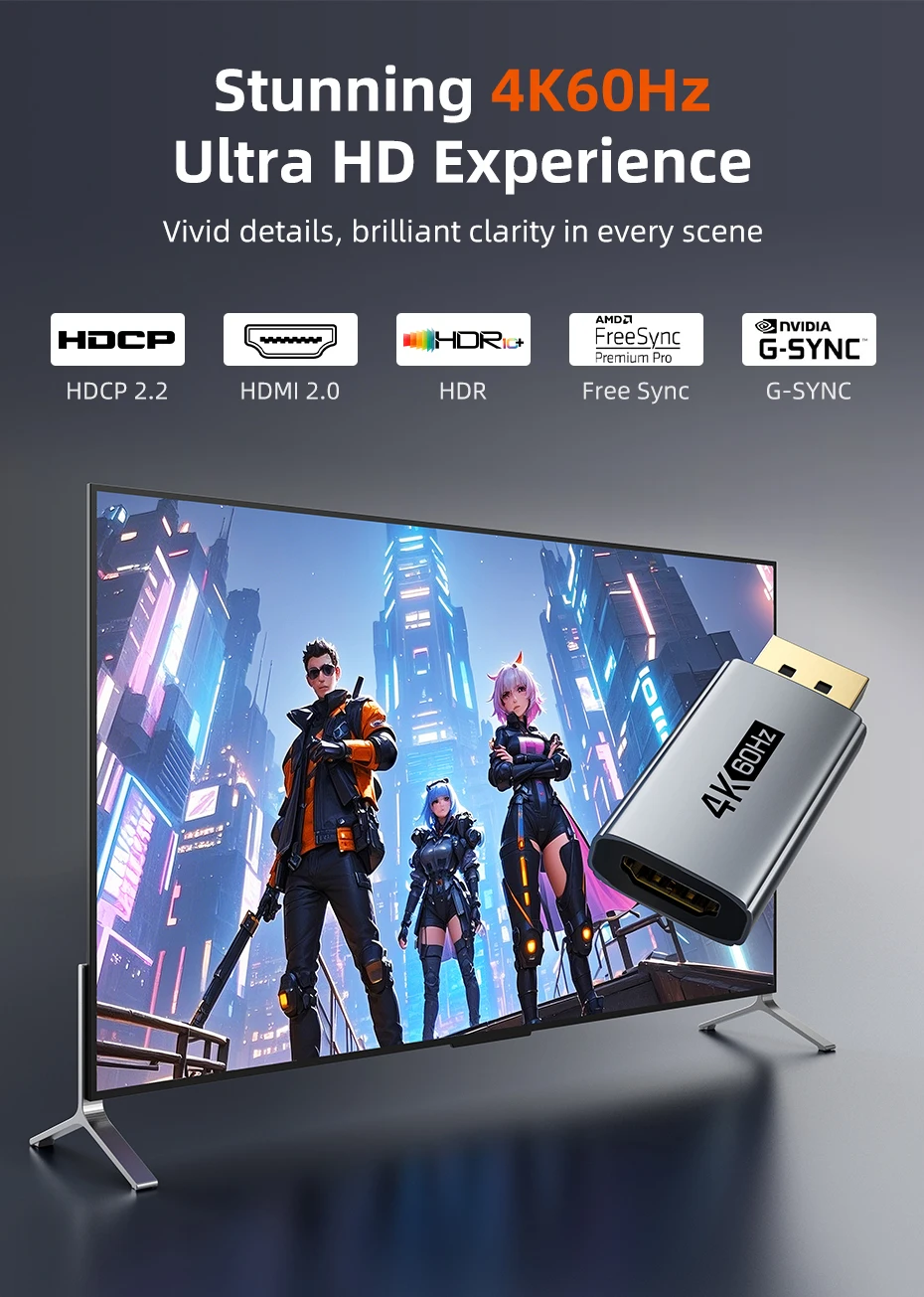 CABLETIME 4K60Hz DP zu HDMI Adapter Display Port zu HDMI Konverter DP Stecker auf HDMI Buchse Konverter für PC TV Laptop Projektor – Detail 3