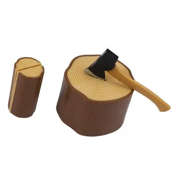 Fairy Ornaments Figurines Axe and Wooden Stake Set Plastic Miniature for Japanese Garden and Shadow Box Crafting