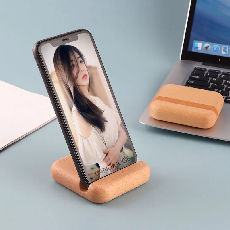 1PC supporto per telefono cellulare in legno di faggio supporto per telefono cellulare creativo supporto per telaio da ricamo scrivania Base in legno massello artigianato