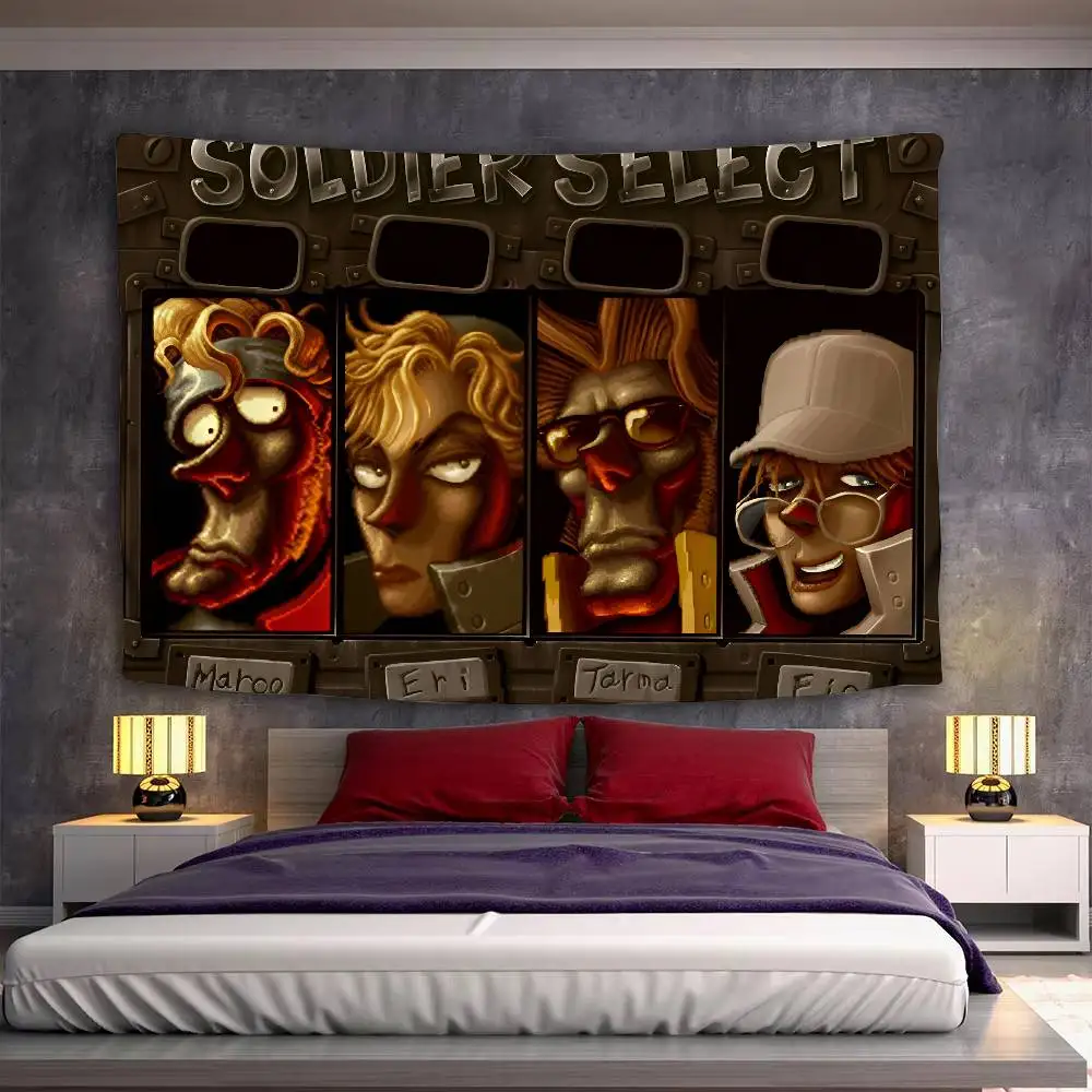 Retro Game M-Metal S-Slug Gamer Tapestry Wall Hanging Tapestry Art Deco Blanket Curtain Hanging Home Bedroom Living Room Decor