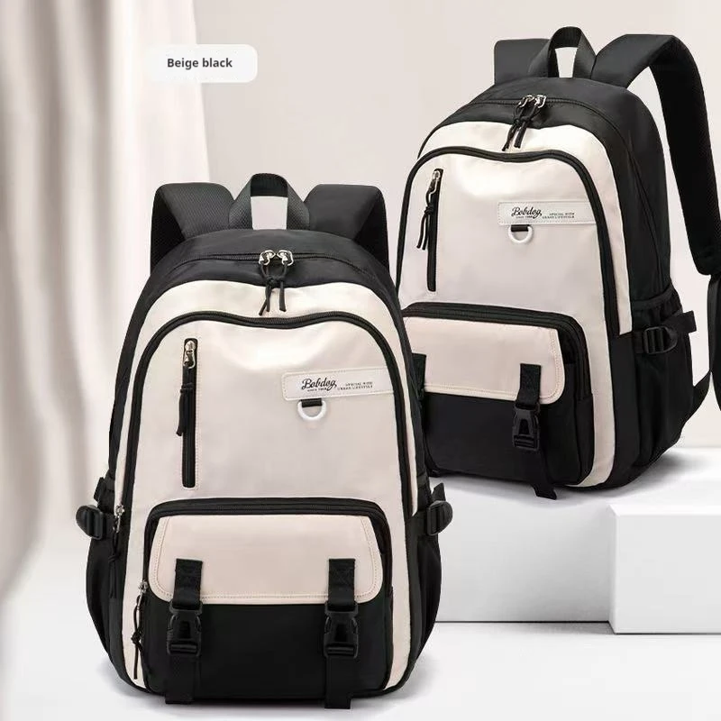 Retro large capacity backpack, student backpack, simple, lightweight, practical, fashionable, multifunctional backpack