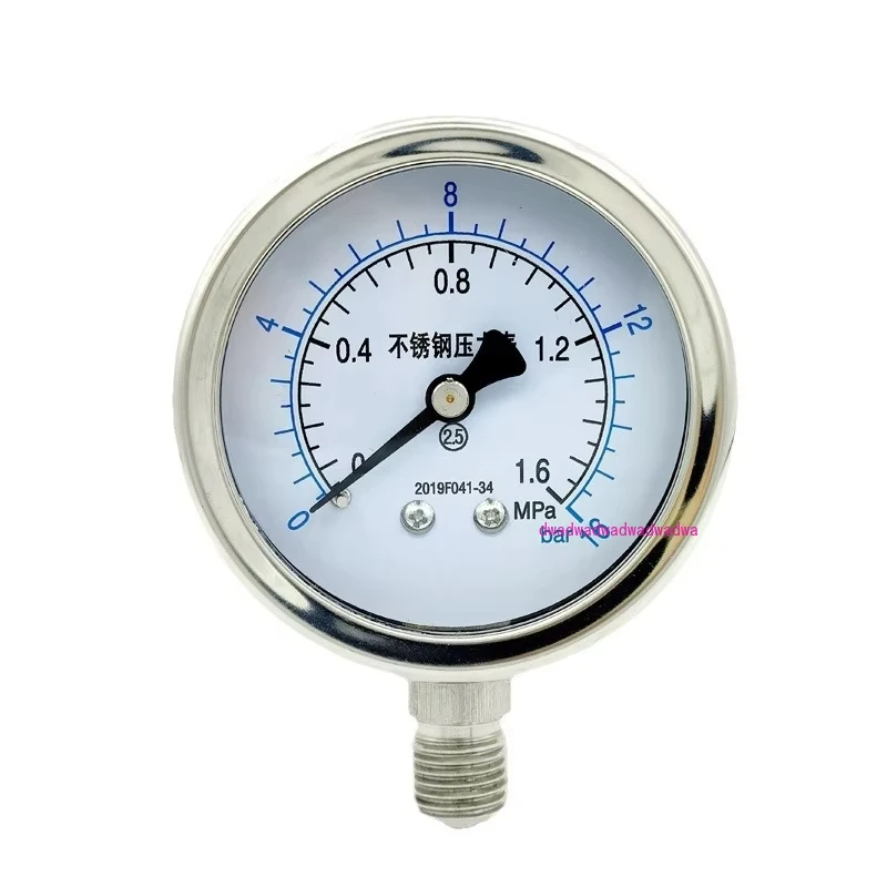 High temperature resistant stainless steel shock-resistant pressure gauge YN60BF inch thread 2 points waterhydraulic vacuum