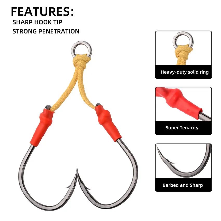 5 قطعة خطاف صيد السمك عالي الكربون الصلب السنانير اليابان مساعدة هوك الشائكة واحدة مزدوجة جريئة تهزهز خطاف بطيء ل باس صيد السمك #2