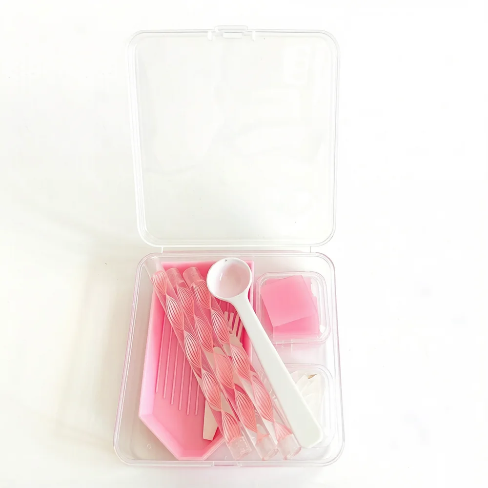 DIY Diamantmalerei Werkzeugset 4-Farben-Aufbewahrungsbox mit Tablett Wachs-Pinzetten-Stift-Set 5D Diamant-Stickerei Zubehör Bastelwerkzeuge – Detail 6