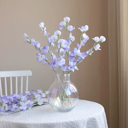 1PC,Simulation White Blue Flocked Pea Flower, Nordic Home Decoration Wedding Party Artificial Flower