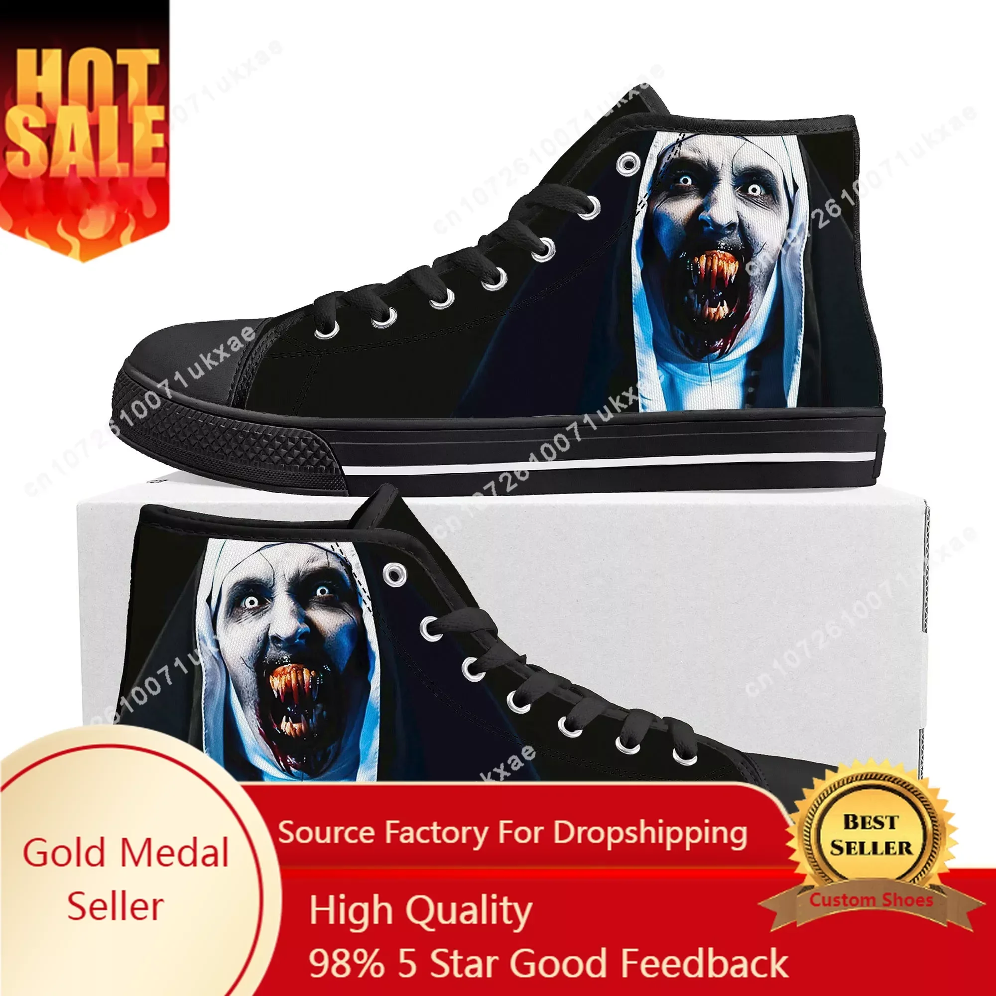 

Movie The Nun series High Top Sneakers Mens Womens Teenager Canvas High Quality Sneaker Casual Custom Made Shoes Customize Shoe