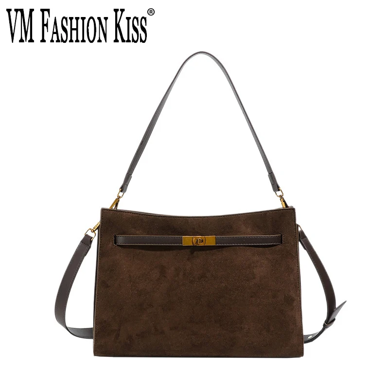 

Faux Suede Shouleder City Bag For Women, Fashionable Handbag With Top Handles, Luxury Design New Totes For Ladies Armpit Bag