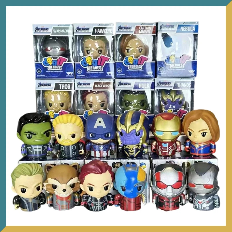 Miniso Marvel Blind Box Q-Version Mini Finger Doll 2-inch Avengers 24 Spider Man Iron Man Figure Toys Collection Gift