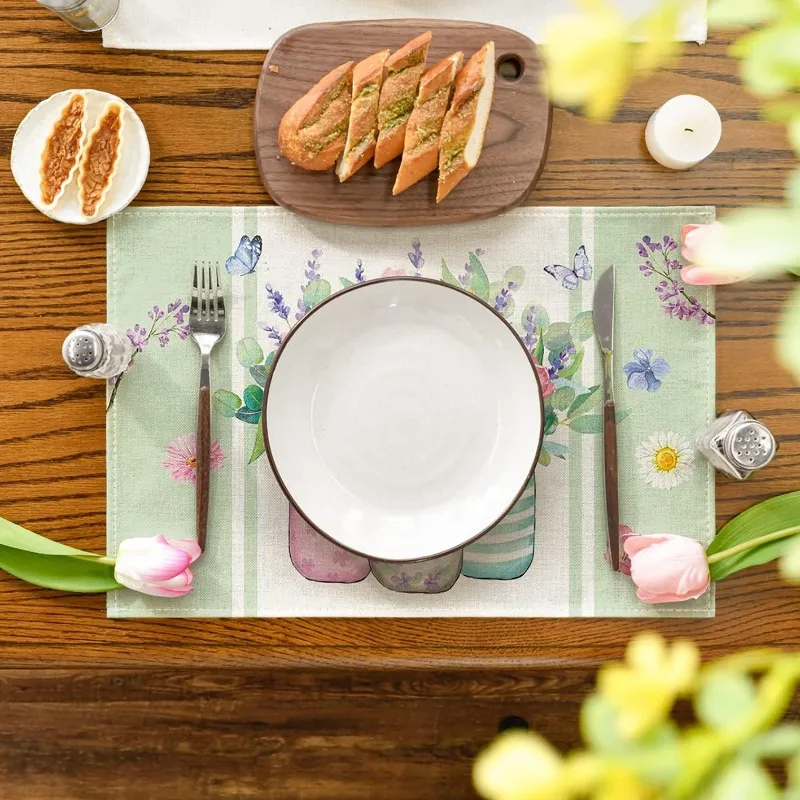 

Summer Placemats Lavender Tulip Spring Floral Butterfly Table Mats Holiday Party Kitchen Dining Decor Rustic Vintage Placemat
