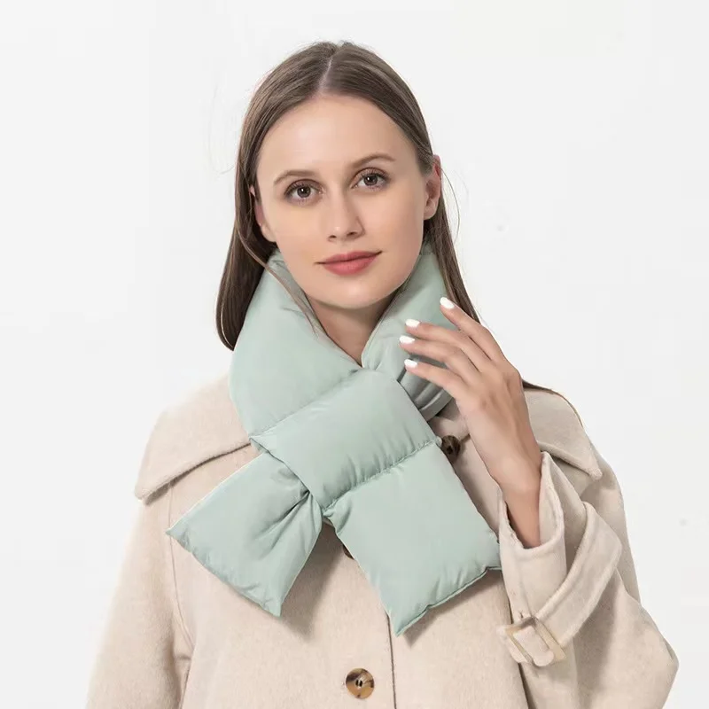 Bufanda acolchada de algodón cálida para invierno, bufanda impermeable para nieve y exteriores, pañuelo térmico para mujer, chal para el cuello