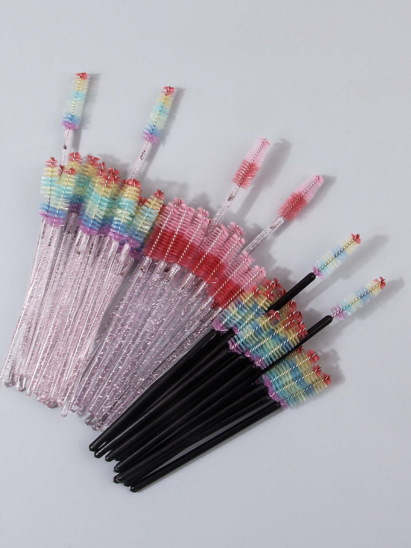 25 قطعة من فرشاة الماسكارا ذات المقبض الكريستالي، رأس فرشاة مرنة، فرشاة حواجب حلزونية، فرشاة مشط لتجعيد الرموش، أداة فرشاة للمكياج