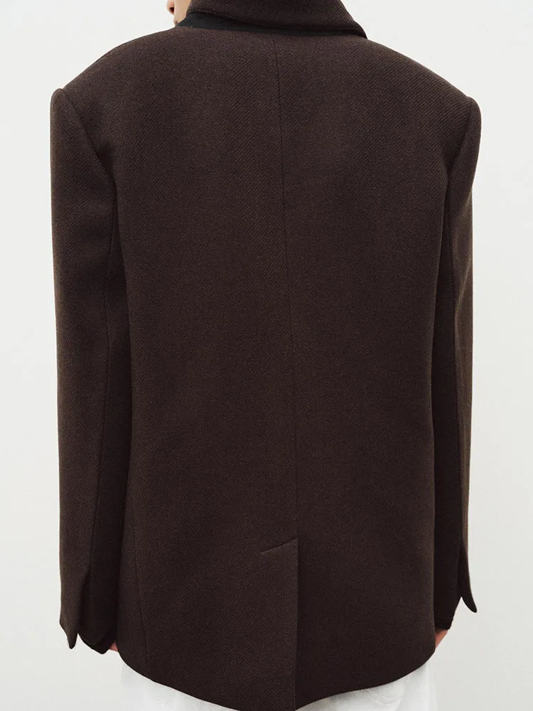 

Spring New Arrival Women's Commuter Casual Long Sve Mixed Fiber Loose Fit Notch Collar Suit Jaet Ele Profional