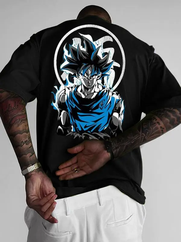 

Bandai New Dragon Ball Manga Cartoon Vegeta Graphic Print Crew Neck Loose Plus Size Short Sleeve T-Shirts for Men and Women