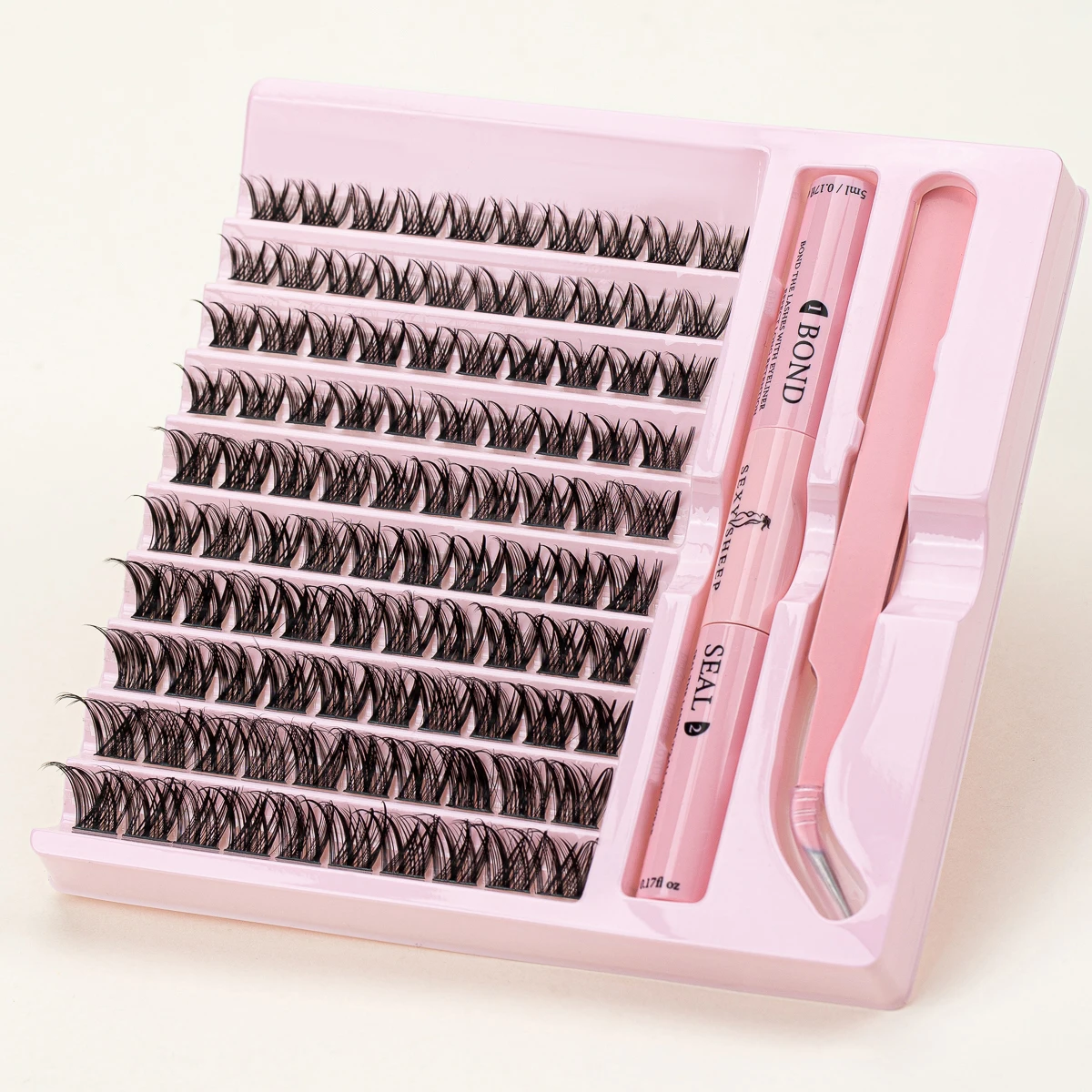 Kit de grupos de pestañas DIY 60D 80D 100D con pegamento de sujeción fuerte, Kit de grupos de pestañas, unión de pestañas, sello y pinzas de maquillaje