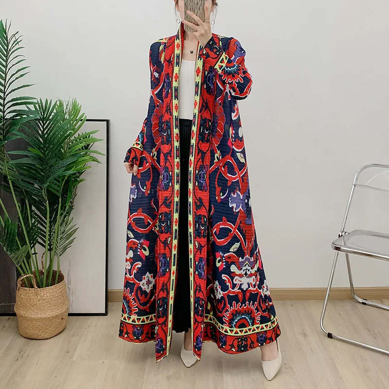 Pleats Pleated Jacket Arabic Dress Robe 2024 New Lace Up Pleated Long Skirt Thin Foreign Women Plus Size Women Clothing