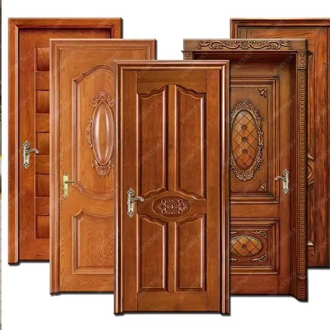 Sunnysky Entry Main Security Waterproof Timber Exterior Door Anti-cracking Paint Entrance Wood Door for House