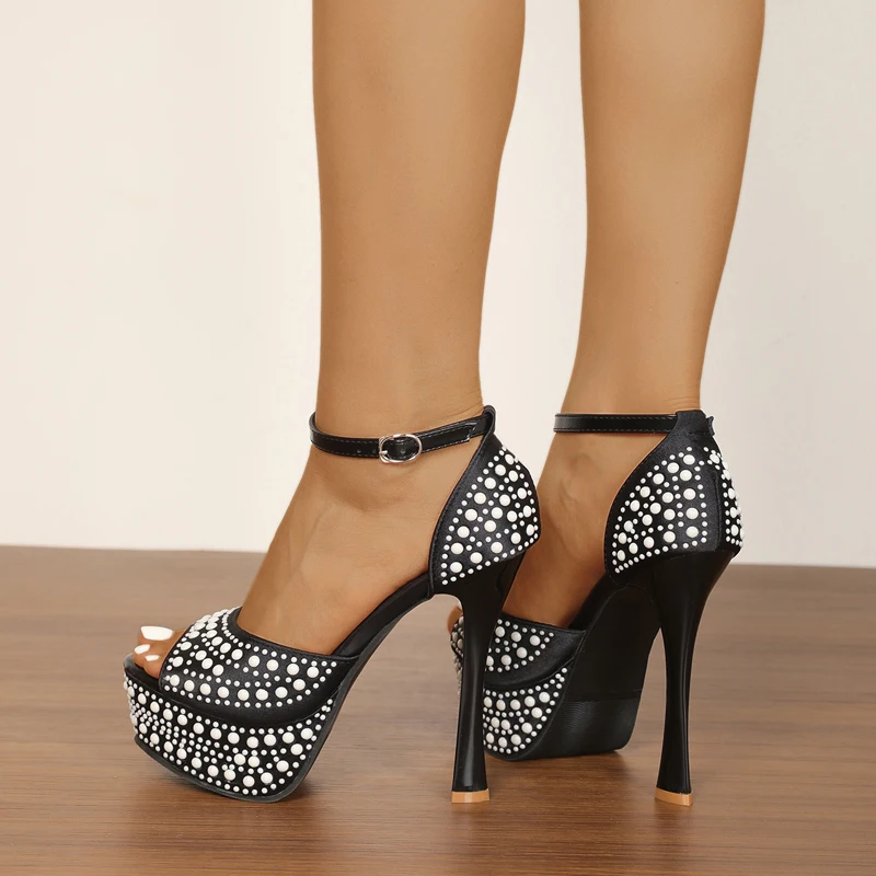 

Eilyken Sexy Street Style Thin High Heels Open Toe Women Sandals Fashion Summer Buckle Strap Platform Stripper Prom Shoes
