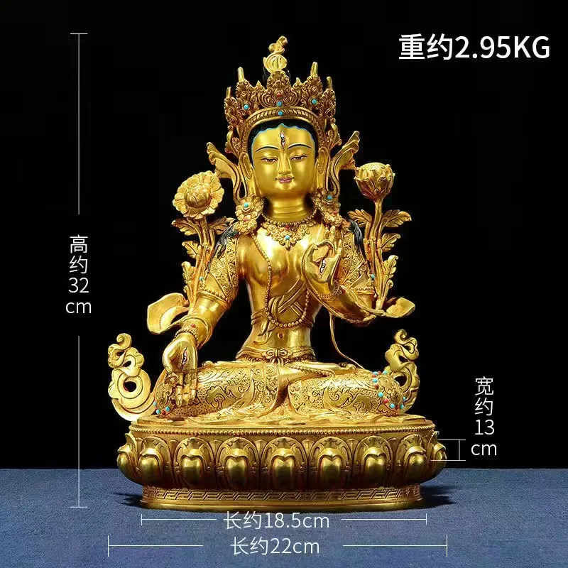 32CM large 2023 GOOD quality gilding Buddha White Tara Bodhisattva Guanyin copper Buddha statue altar Worship family