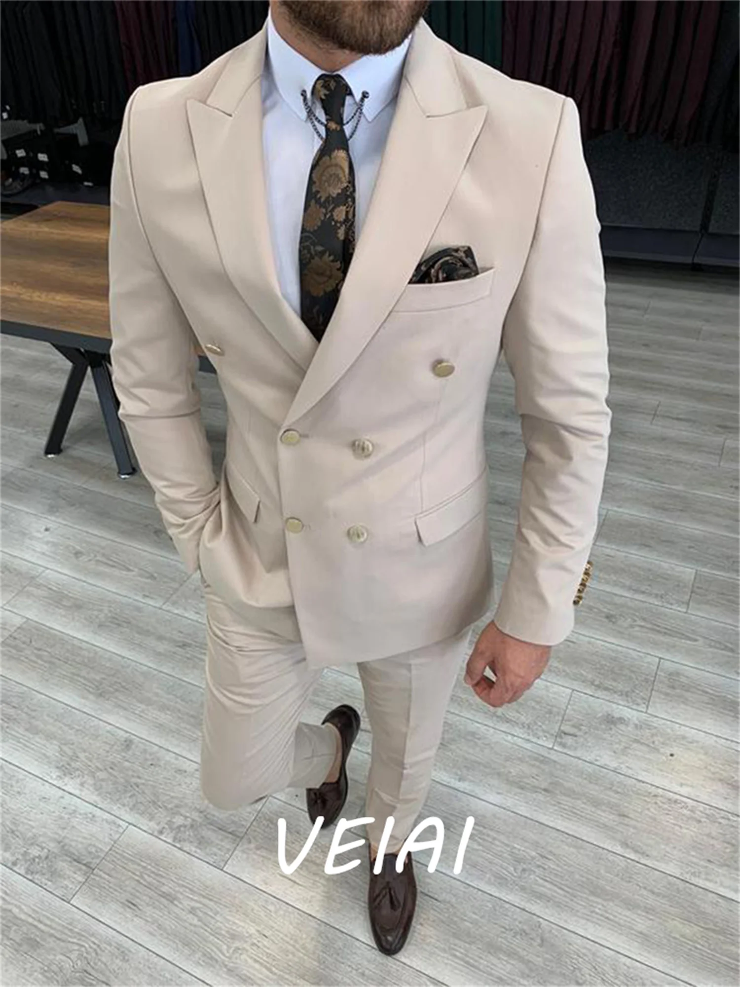 

CustomizedNew Style Men's Business Suits Double Breasted Bridegroom Formal Party Men Suits 2 Pieces(Jacket+Pant )traje de novio