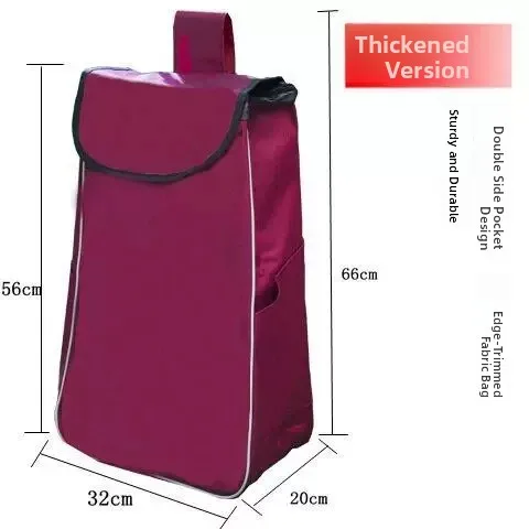 Thickened Canvas Hand Pull Cart Shopping Bag Wheelchair Push Cart Large Capacity Handicraft Bag Durable Market Bag