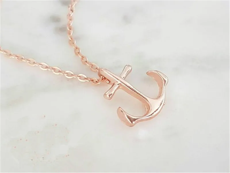 Tiny Marine ship Boat Anchor Necklace Minimalist Sea Nautical Rudder Hook Pendant Chain Collar Clavicle Choker for Women Lady