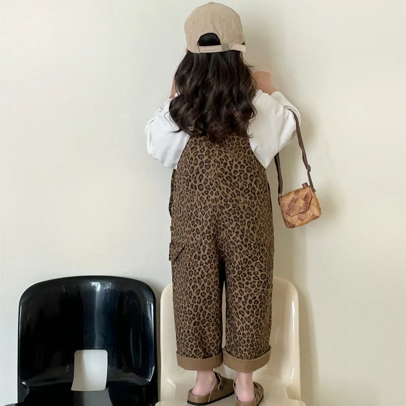 2024 Kids Fall Clothes Pants Baby Boys Leopard Print Overalls Individual Fashion Jumpsuit for Girls 100%cotton High Quality