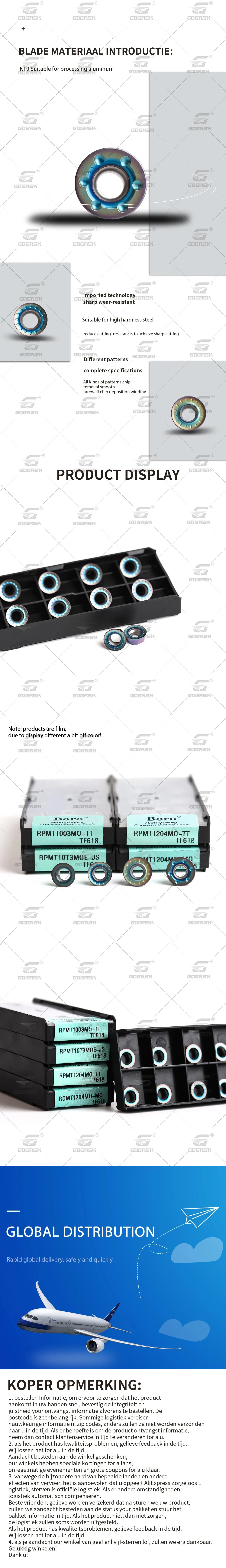 DESKAR Fräser RPMT1003MO TT RPMT1003MOE JS RPMT10T3MOE JS RPMT1204MO TT RDMT1204MO MQ TF618 Numerisch Gesteuerte Schneidplatten – Detail 1