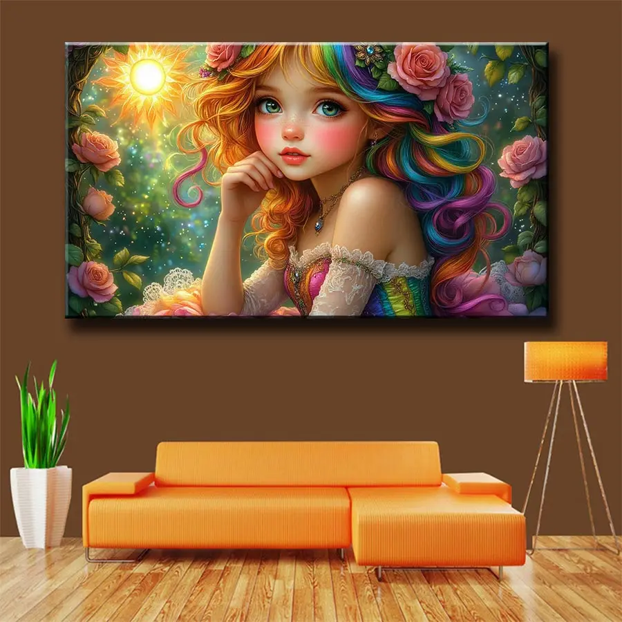 DIY Cute Girl Diamond Painting Flowers Picture Of Rhinestones Square Round Diamond Mosaic Child Hobby ASF3170 view 2