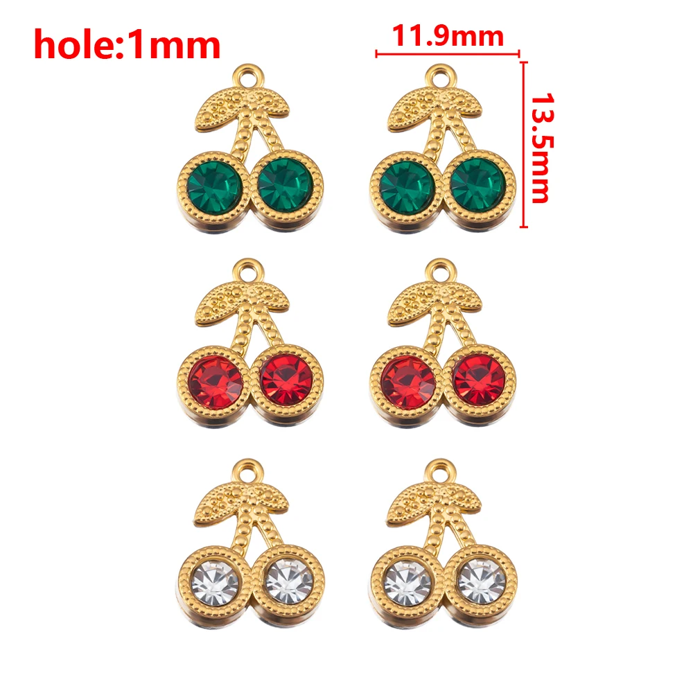 5pcs/10pcs Stainless Steel Cherry Gold Color Pendant For DIY Jewelry Making Earrings Bracelet Necklaces Accessories Charms