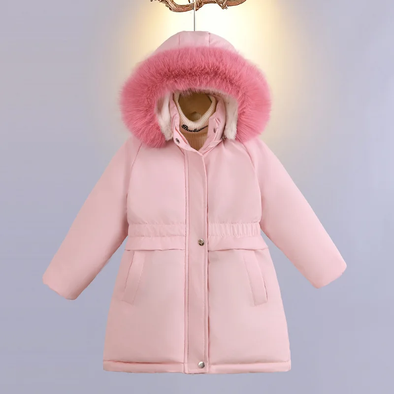 

Winter New Girls' Cotton Jacket with Added Velvet and Thick Cotton Jacket Girls' Parka Jacket Ruffled Down Cotton Jacket