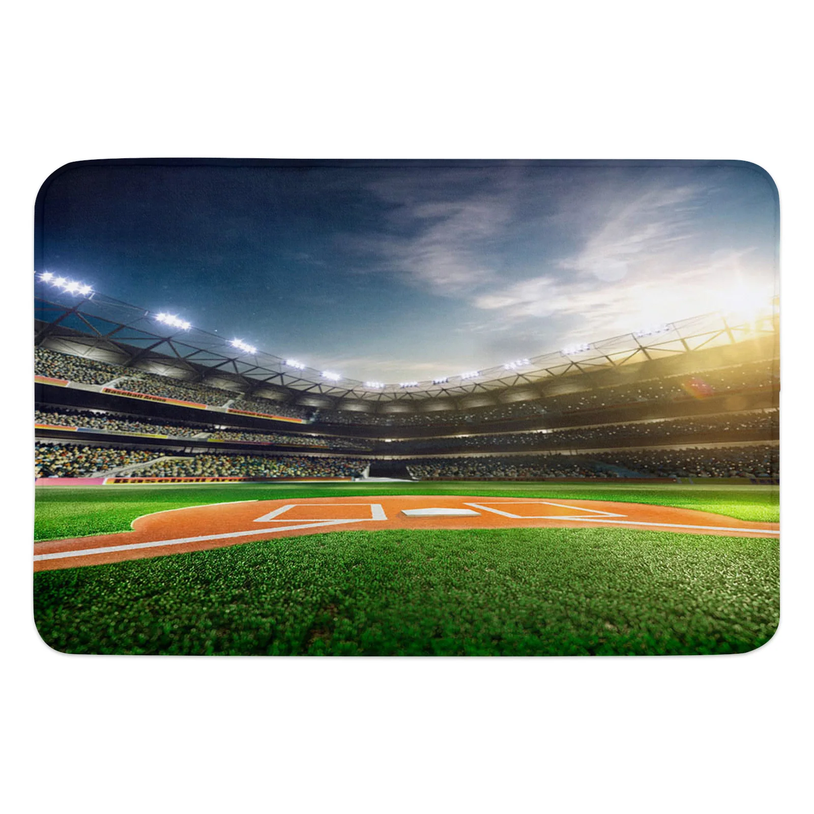 Football Field Spectator Green Grass Kitchen Floor Mat Living Room Decor Carpet Home Hallway Entrance Doormat Anti Slip Rug