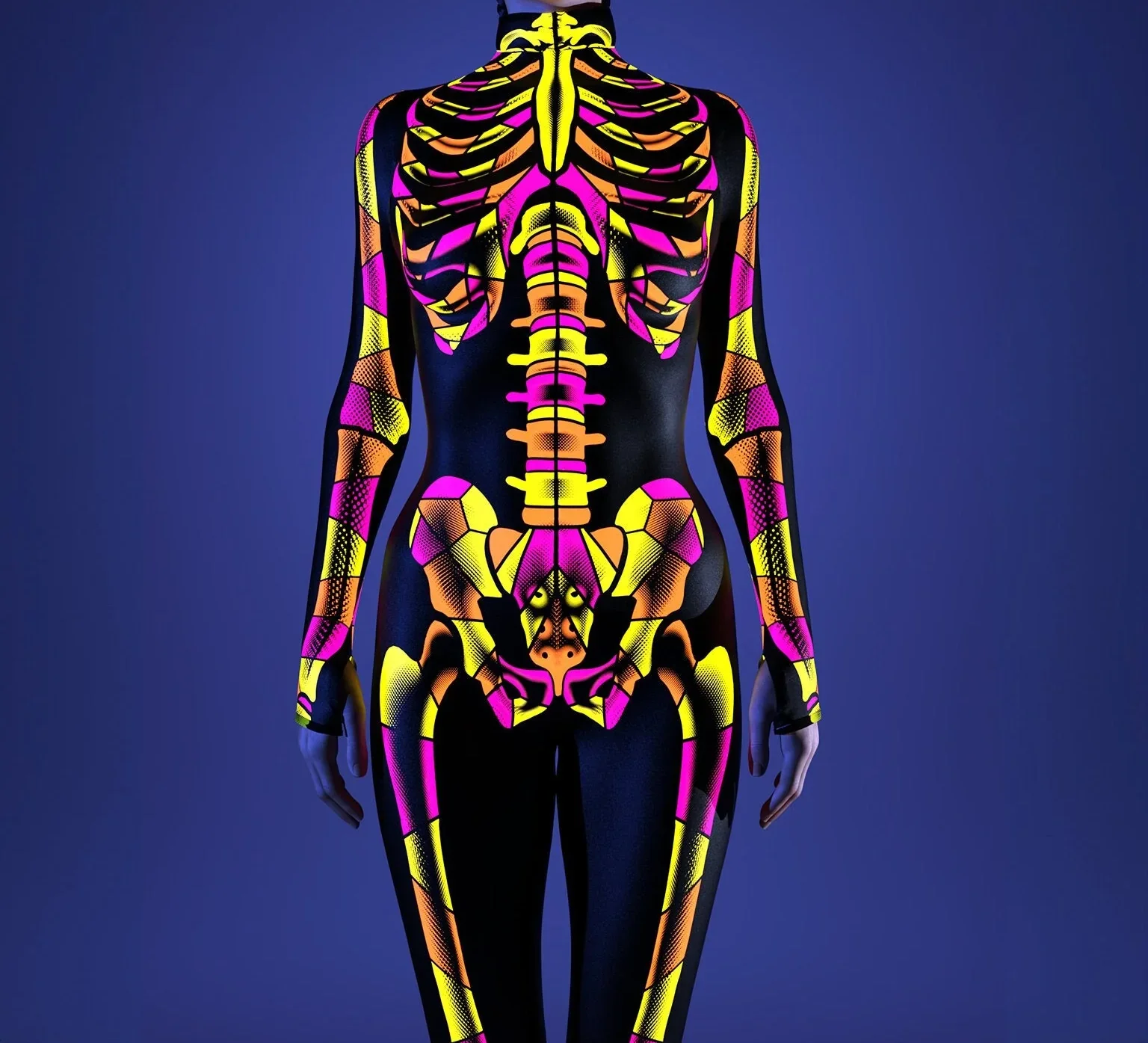 Halloween kobiety dzieci kombinezon punkowy 3D maszyna szkielet Zentai body kobiece zombie strój na imprezę seksowne kostiumy Cosplay