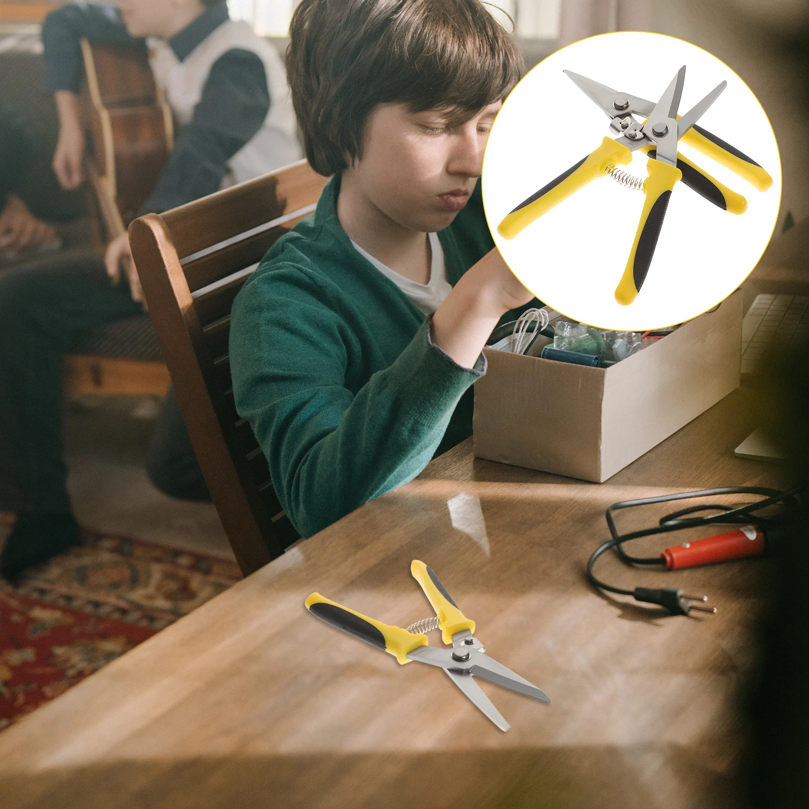 

2pcs Electronic Shear Spring-Assisted Metal Cutter Tool For Engineering Electrical Aluminum Plastic Cutting Tin Snips Sheet