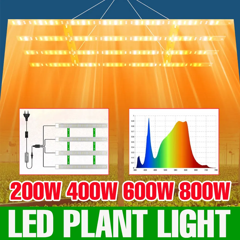 

800W LED Plant Grow Light Full Spectrum Quantum Board Cultivation Lamp IR UV Indoor Greenhouse Tent Tomato Vegetables AC100-277V