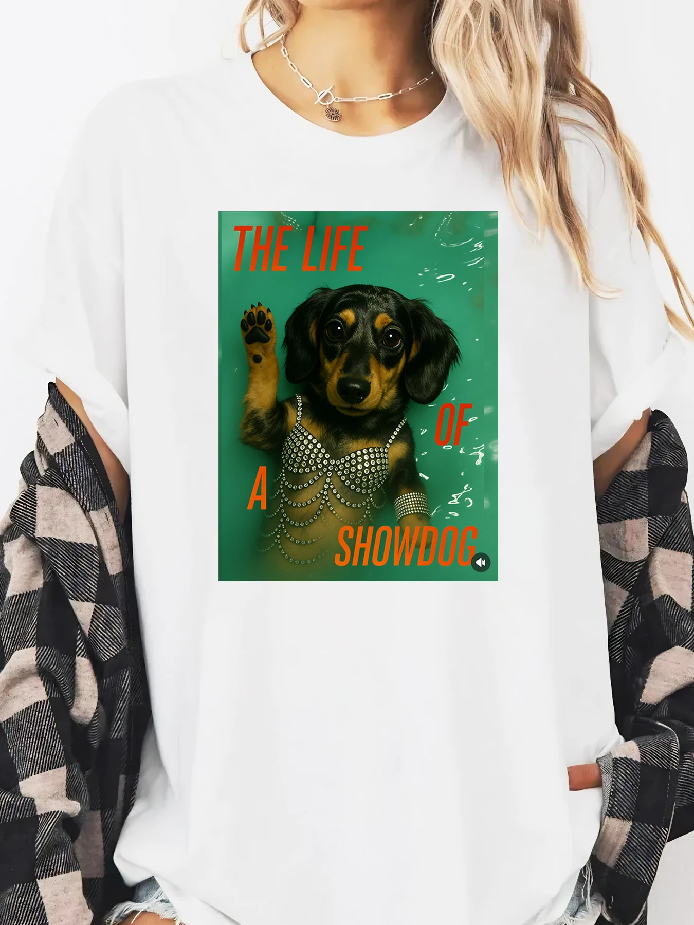 Dachshund Showdog Life Camiseta com estampa gráfica Halloween Casual Wear Moda feminina branca plus size
