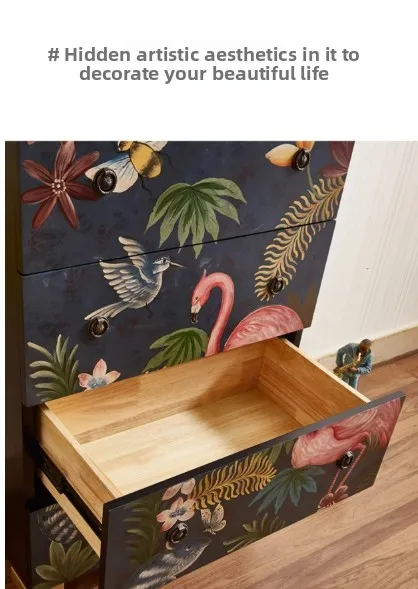

ZZ Chest of Drawers Solid Wood Painted Living Room Style Living Room Bedroom Storage Cabinet