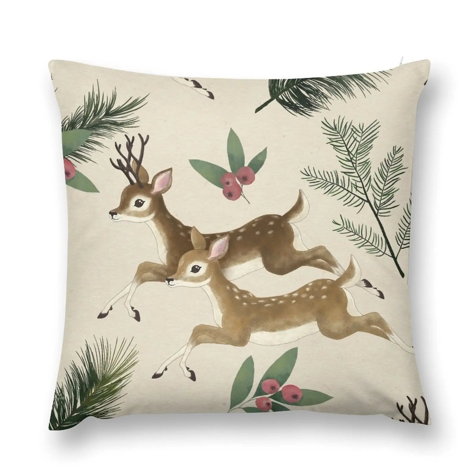 

winter deer // repeat pattern Throw Pillow Embroidered Cushion Cover Sofa Cushion Cover pillows decor home pillow